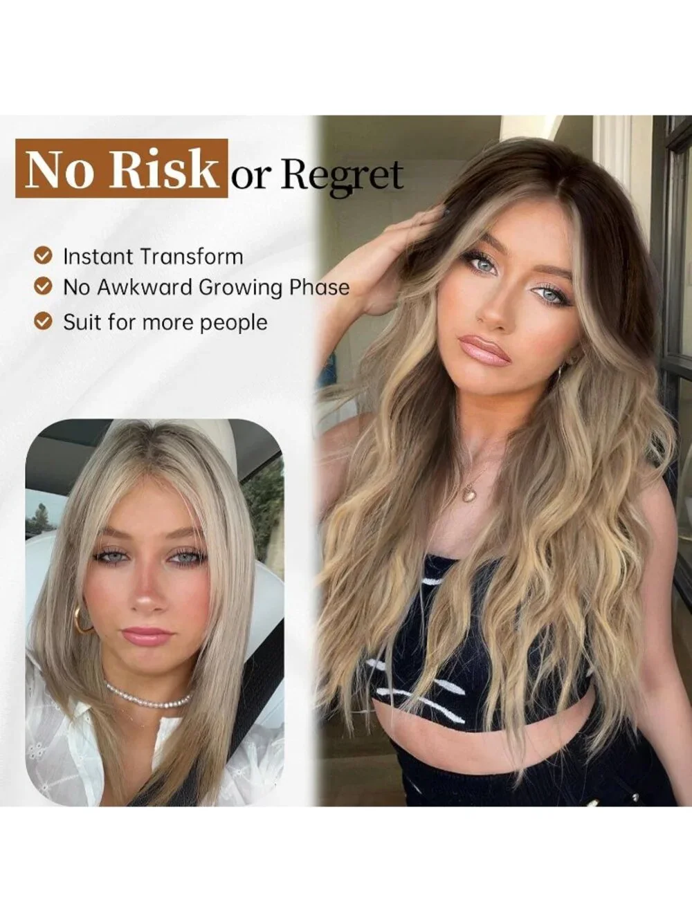Women's Dirty Blonde Lace Hairline 26 Inch Synthetic Heat Resistant Wavy Wigs